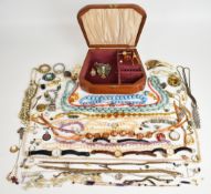 A collection of costume jewellery including marcasite bracelet, Miracle pendant, Smiths pendant
