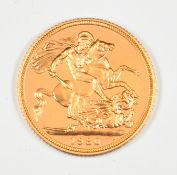 1980 Queen Elizabeth II proof gold full sovereign, in case with Royal Mint paperwork