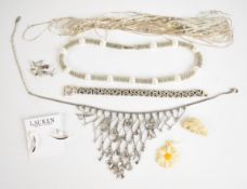 Silver bracelet, silver multi strand beaded necklace, Pilgrim necklace, Ralph Lauren earrings,