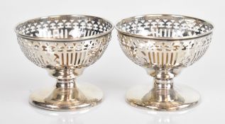 Pair of American silver bon bon or similar dishes with pierced decoration, marked Alvin Sterling,