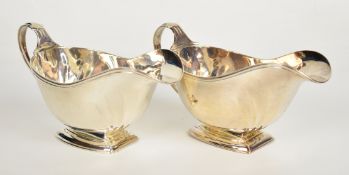Pair of Art Deco hallmarked silver sauce boats, Birmingham 1930, maker Wilson & Sharp and also