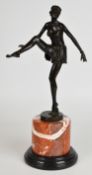 Art Deco style bronze figure of a dancer with impressed D Alonzo signature and foundry mark to base,
