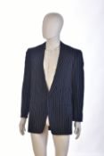 Gianni Versace Couture gentleman's vintage blazer in navy pinstripe, size 50