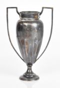 George V hallmarked silver novelty miniature vase with faceted body and twin handles in the