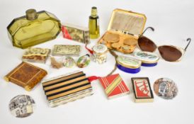 Vintage collectibles including 1960's Christian Dior sunglasses, Halcyon Days enamel box, perfume