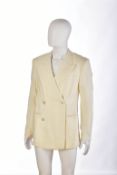 Gianni Versace gentleman's cream wool blazer in checked print, size 48
