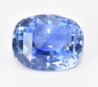 A loose cushion cut natural sapphire of approximately 2.9ct