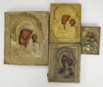 Four Russian / Christian Orthodox icons, largest 28 x 21cm