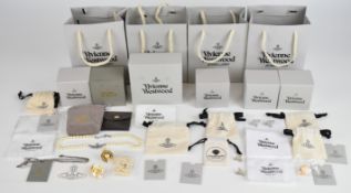Seven pieces of Vivienne Westwood jewellery including two faux pearl necklaces, four pairs of