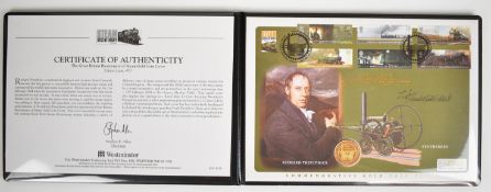 Westminster limited edition (of 450) 200 Years of Steam Locomotives gold £2 coin cover, with