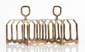 Pair of Art Deco hallmarked silver five bar toast racks, Birmingham 1933, maker William Suckling