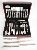 Mappin & Webb 6 place setting canteen of silver plated cutlery, width of canteen 39cm