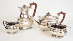 Hallmarked silver tea set, all pieces hallmarked Sheffield 1954 to 1962, makers Roberts and Belk and