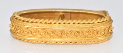 Victorian Etruscan Revival 15ct gold scarf clip, Birmingham 1899, 4.7g