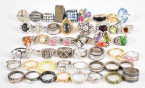 Twenty eight silver rings including cubic zirconia, (217g) and further costume jewellery rings