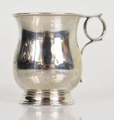 George V hallmarked silver christening tankard of baluster form, London 1918, maker Charles Boyton &