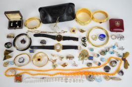A collection of jewellery etc including Fendi sunglasses, rolled gold flapper bangle, Karl