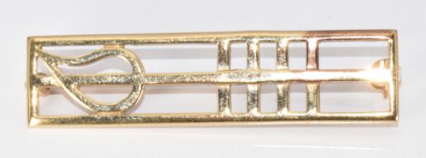 A 9ct gold Rennie Mackintosh style brooch, 4.1g, 4cm