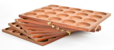 Eight coin collector's drawers, 46mm down to 24mm diameter recesses, each drawer 28 x 22.5cm