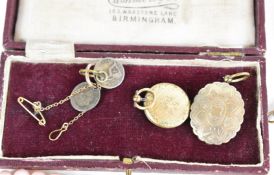 A collection of jewellery including silver jubilee pendant on silver chain (29g), two Victorian