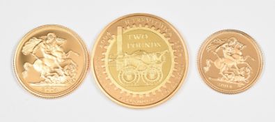2004 Royal Mint limited edition (266/2,500) three coin proof gold sovereign collection comprising