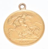 1912 gold half sovereign with pendant loop, 4g
