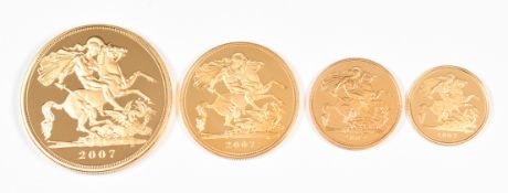 2007 Royal Mint limited edition (441/1,750) four coin proof gold sovereign collection comprising