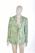 Gianni Versace Couture gentleman's vintage blazer in aqua and cream print, size 50