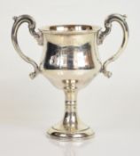 George V hallmarked silver twin handled trophy cup with Brecon Show 1935 presentation inscription,