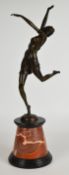 Art Deco style bronze figure of a dancer with impressed B Zach signature and foundry mark to base,