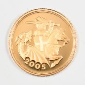 2005 Royal Mint limited edition (4610/17,500) proof gold full sovereign coin, in original box with