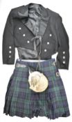 Geoffrey (Tailor) Highland Crafts, Royal Mile, Scotland pure new wool black watch tartan kilt, black