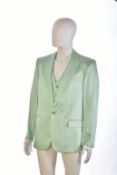 Gianni Versace Couture vintage gentleman's mint green silk blazer and waistcoat, size 50 & 52
