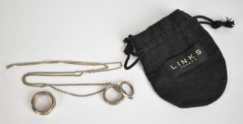Links of London 'three rings' necklace and ring