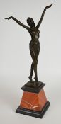 Art Deco style bronze figure of a dancer with impressed D H Chiparus and foundry mark to the