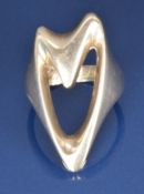 Georg Jensen silver ring in an abstract openwork heart style, design number 89 by Henning Koppel,