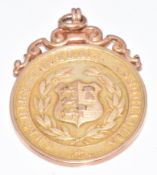 Edwardian 9ct gold 'Cheshire Football Association' fob / medallion verso engraved 'Winners Senior