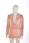 Gianni Versace Couture gentleman's vintage blazer in pink geometric print, size 48