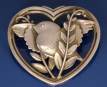 Georg Jensen silver brooch, design number 239 by Arno Malinowski, 14.6g, 4.2 x 4cm