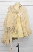 Victorian silk cape with extensive handmade lace trim