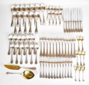 Christofle Rubans pattern 12 place setting canteen of silver plated cutlery comprising 12 each of