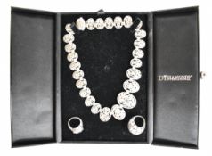 John Hardy 'Dot' collection silver necklace and two matching rings, 130g