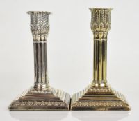 Victorian hallmarked silver candlestick with column decoration and acanthus leaf sconce, London