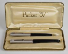 Parker 51 cased fountain pen and propelling pencil set