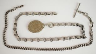Victorian white metal locket with engraved floral decoration, Victorian chain and hallmarked