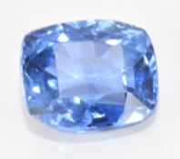 A loose cushion cut natural sapphire of approximately 1.5ct