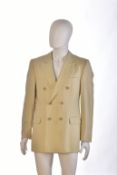 Gianni Versace Couture gentleman's blazer in champagne jacquard geometric pattern, size 48