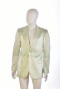 Gianni Versace, Couture gentleman's vintage blazer in mint green geometric print, size 48