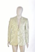 Gianni Versace Couture gentleman's vintage blazer in pale mint green baroque print, size M