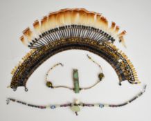 Three Eleyne Williams beaded necklaces, the first necklace 'Saraband collar' made up of glass